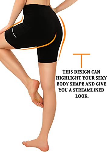 GRAT.UNIC Pantalón Corto Deportivo para Mujer, Running Pantalones Cortos de Yoga con Bolsillo Lateral, Fitness Mallas Deportivas (Negro, S)