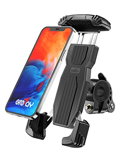 Grefay Soporte Movil Bicicleta, Acero Inoxidable Anti Vibración Soporte Movil Moto con Rotación 360°, Soporte Movil Bici Universal para 4,7-6,9" Smartphones