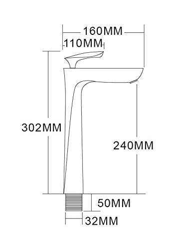 Grifos de lavabo Grifo para baño Cuerpo alto, negro/cromo, manija, 1 orificio, montaje en superficie Leekayer,LK75239BHC