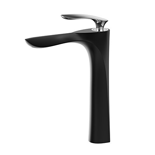 Grifos de lavabo Grifo para baño Cuerpo alto, negro/cromo, manija, 1 orificio, montaje en superficie Leekayer,LK75239BHC