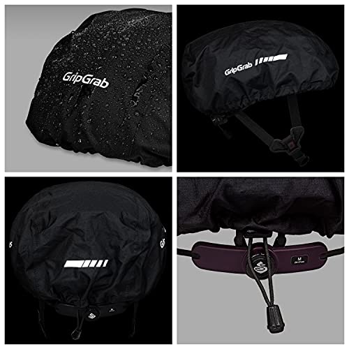 GripGrab Funda Impermeable Casco de Bicicleta Cubre Casco Ciclismo Cortavientos Reflectante Alta Visibilidad Road MTB Calentadores Babeza, Unisex-Adult, Negro, Talla Única