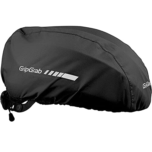 GripGrab Funda Impermeable Casco de Bicicleta Cubre Casco Ciclismo Cortavientos Reflectante Alta Visibilidad Road MTB Calentadores Babeza, Unisex-Adult, Negro, Talla Única