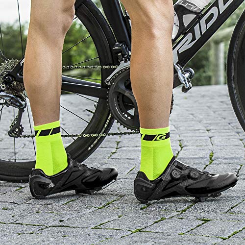 GripGrab Multipack Giftbox Classic Regular Cut Summer Cycling Socks Pack of 3 Bicycle Road Mountain Bike Indoor Spinning, amarillo neón, m (41-44)