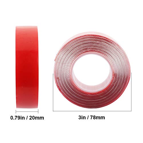 GTIWUNG 2 Rollos Cinta Adhesiva de Doble Cara Acrílica Extrafuerte Transparente, Automotriz Resistente al Agua Alta Temperatura Cinta Adhesiva Para Vidrio, Metal, Plástico, 20mm * 3m