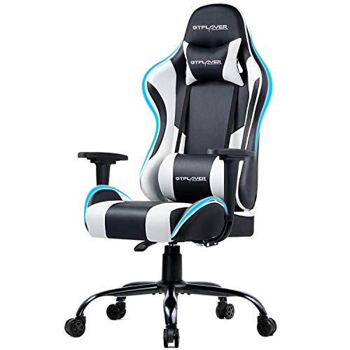 GTPLAYER Silla Gaming, Silla Gaming Blanca, Estilo de Silla Gamer, Silla Ergonónica, Silla Ordenador con Respaldo Reclinable (Blanco)