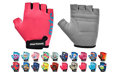 Guantes Bicicleta MTB BMX Ciclismo Montaña Carretera Fitness Gimnasio Bici Escalada Senderismo y Otros Deportes Guantes Deportivos Sin Dedos para Mujer y Hombre (JR S ~ 6,5-7cm, One Pink)