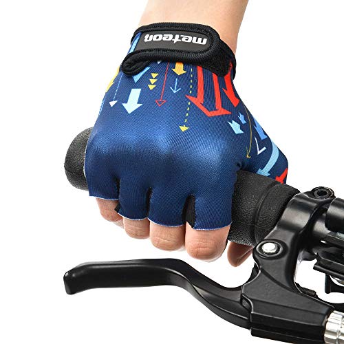 Guantes Bicicleta MTB BMX Ciclismo Montaña Carretera Fitness Gimnasio Bici Escalada Senderismo y Otros Deportes Guantes Deportivos Sin Dedos para Mujer y Hombre (JR XS ~6-6,5cm, Arrows)