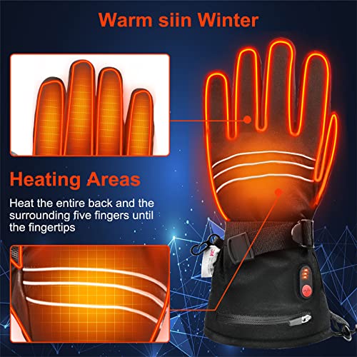 Guantes Calefactables, 7.4V 3200mAh Guantes Calefactables Hombre Mujer, Guantes Calefactores eléctricos Impermeables con Pantalla táctil Invierno Térmicos de Mano para Motto Esquí Pesca Caza Ciclismo