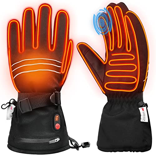 Guantes Calefactables, 7.4V 3200mAh Guantes Calefactables Hombre Mujer, Guantes Calefactores eléctricos Impermeables con Pantalla táctil Invierno Térmicos de Mano para Motto Esquí Pesca Caza Ciclismo