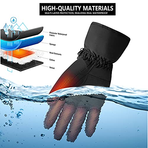 Guantes calefactables de esquí, ciclismo, guantes de invierno cálidos, 3 modos de calefacción con pantalla táctil y resistente al agua para esquí, caza, pesca, ciclismo y camping.