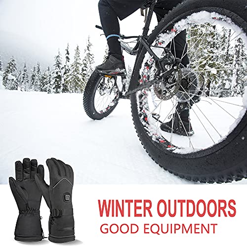 Guantes calefactables de esquí, ciclismo, guantes de invierno cálidos, 3 modos de calefacción con pantalla táctil y resistente al agua para esquí, caza, pesca, ciclismo y camping.