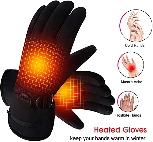 Guantes Calefactables, Guantes Calefactables Que Funcionan con Baterías, Guantes Electricos con 3 Configuraciones de Calor, Guantes de Invierno Térmicos para Ciclismo, Moto, Esquí, Caza en Snowdoard