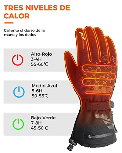 Guantes Calefactables,Guantes Calefactores Moto con 7.4V 2500mAh Batería Recargable,Guantes Térmicos de Invierno para Hombres Mujeres,Guantes con Calefacción para Motocicleta Esquí Caza Pesca Ciclismo