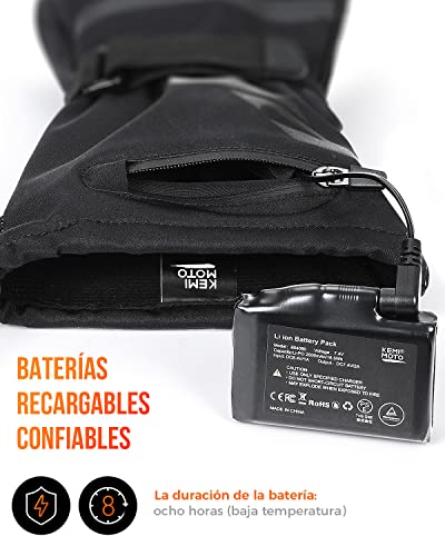 Guantes Calefactables,Guantes Calefactores Moto con 7.4V 2500mAh Batería Recargable,Guantes Térmicos de Invierno para Hombres Mujeres,Guantes con Calefacción para Motocicleta Esquí Caza Pesca Ciclismo