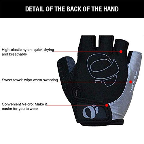 Guantes de Ciclismo de Medio Dedo - Antideslizante - Gel de Sudor Guantes de Montar en Bicicleta Guantes   Deportivos de Bicicleta de montaña de Carretera Shock MTB - Gris, M