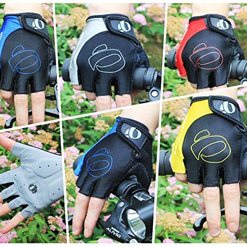 Guantes de Ciclismo de Medio Dedo - Antideslizante - Gel de Sudor Guantes de Montar en Bicicleta Guantes   Deportivos de Bicicleta de montaña de Carretera Shock MTB - Gris, M