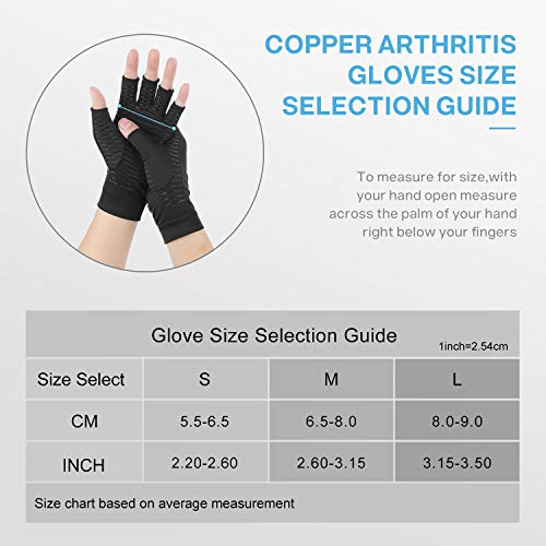 Guantes de cobre para artritis, Duerer Los mejores guantes de compresión para hombres y mujeres. Túnel carpiano RSI Guantes de compresión tendinitis reumatoide para el trabajo diario (Negro, Large)