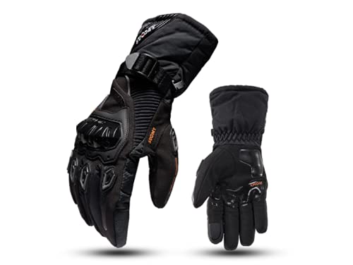 Guantes de Moto de Invierno 100% Impermeables, Térmicos, Antideslizantes, Guantes para Esquí Snowboard con protección - Negro XXL