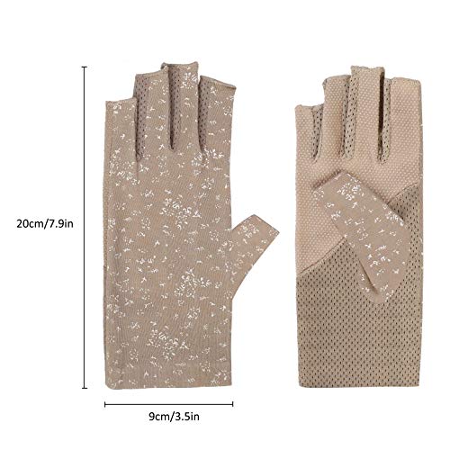 Guantes de Protección UV Solar de Mujeres 2 Pares Guantes Cortos para Conducir sin Dedos Antideslizantes Verano Primavera al Aire Libre para Chicas Equitación, Ciclismo, El Golf Exteriores