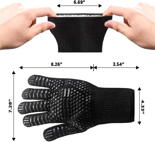 Guantes de silicona para barbacoa, resistentes al calor, de Yofidra, extra largos, 800 °C, para cocinar, asar, hornear, color negro, M