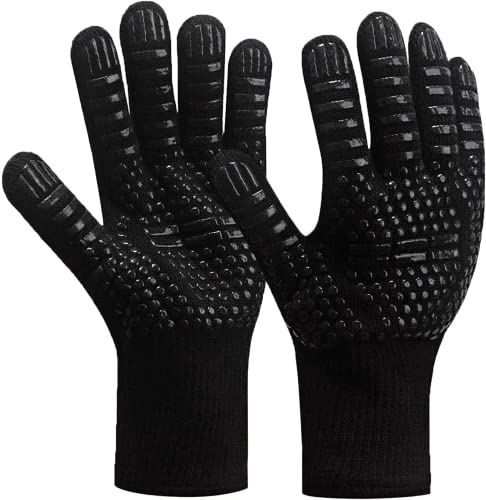 Guantes de silicona para barbacoa, resistentes al calor, de Yofidra, extra largos, 800 °C, para cocinar, asar, hornear, color negro, M