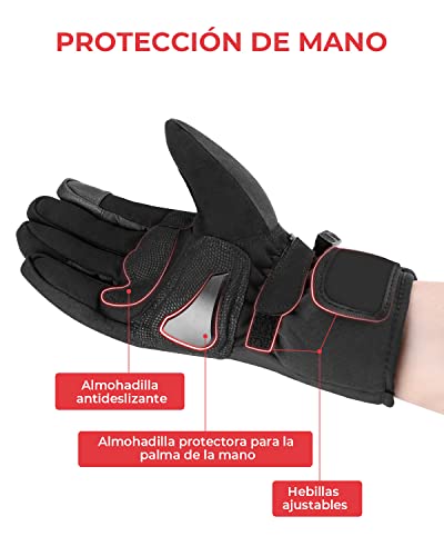 Guantes Moto Invierno para Hombre Mujer, Guantes Invierno con Proteccion Carbono, Impermeables Pantalla Tactil Dedo Completo, Guantes para Motocross, Motocicleta,Scooter,Deportes al Aire Libre