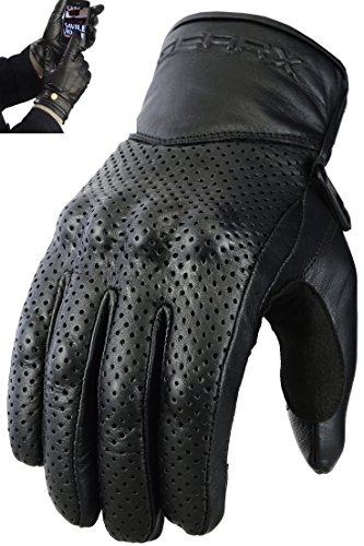 Guantes ventilados de Motocicleta Protección del Cuero Genuino y del nudillo, L