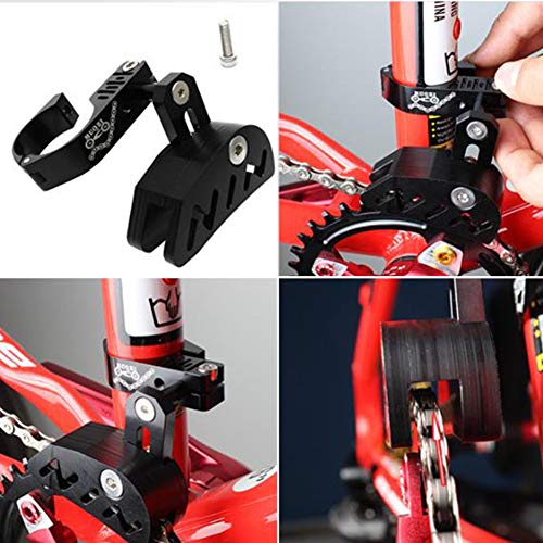 Guía de cadena de bicicleta MTB Protector de bicicleta de carretera, bicicleta de montaña, tensor de cadena con diseño hueco para piñón de disco único, dial frontal suave conducción (negro)