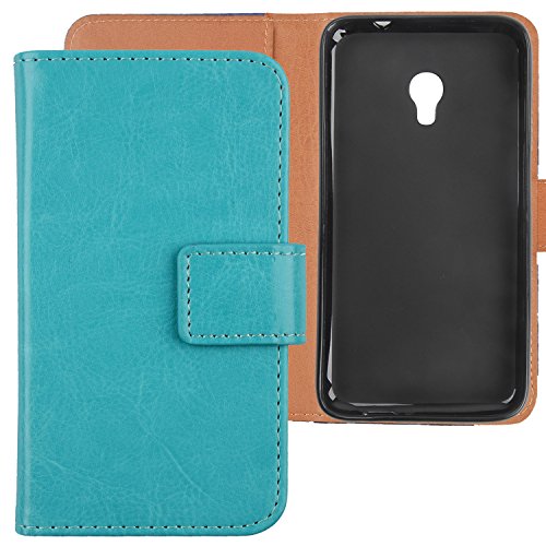 Gukas Flip PU Billetera Design para Alcatel One Touch Pixi 4 5045X 5 / Orange Rise 51 Funda De Carcasa Cartera De Cuero Case Cover Piel (Azul)