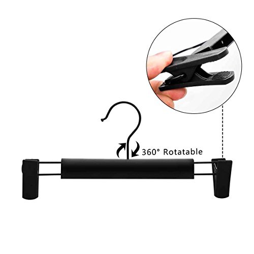 Gurkkst (10pack) Perchas de primera calidad con clips fuertes antideslizantes Ajustables Acabado en cromo Gancho giratorio antioxidante giratorio 360 grados para faldas, jeans,pantalones, perchas