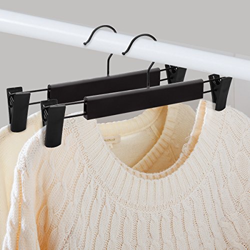 Gurkkst (10pack) Perchas de primera calidad con clips fuertes antideslizantes Ajustables Acabado en cromo Gancho giratorio antioxidante giratorio 360 grados para faldas, jeans,pantalones, perchas