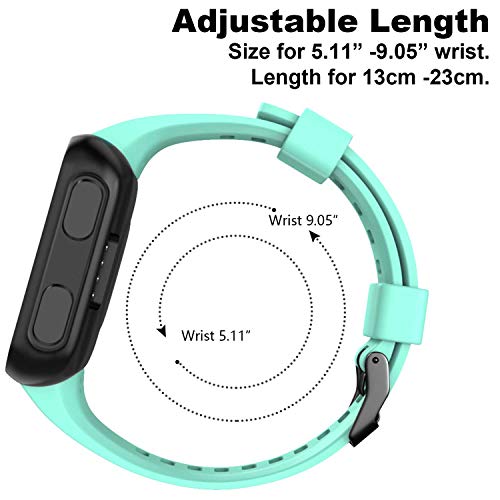 GVFM - Correa de repuesto compatible con Garmin Forerunner 35, de silicona suave para reloj inteligente, ajuste de muñeca de 130 a 230 mm, Verde azulado (hebilla negra).