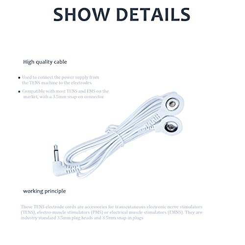 GZhaizhuan 8 cables jack de electrodos, 3,5 mm, cable de conexión TENS con conector Snap para conector TENS a electrodos de 3,5 mm