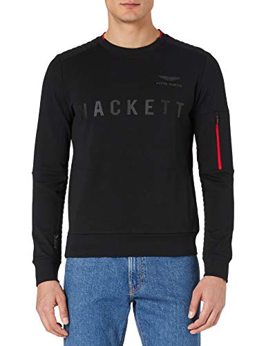 Hackett London Amr Pkt Crew Jersey, 999 Negro, XL para Hombre