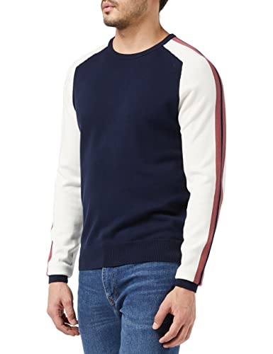 Hackett London Athletic Stripe Crew Jersey, Azul Marino/Multicolor, XL para Hombre