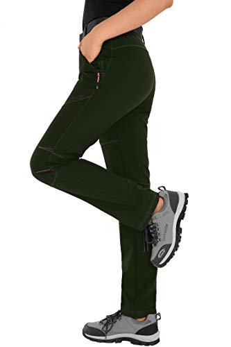 HAINES Pantalones de Montaña Mujer Invierno Pantalon Trekking Impermeables Pantalones para Senderismo Pantalón Softshell, Estilo 2: Verde, Gr. EU-M
