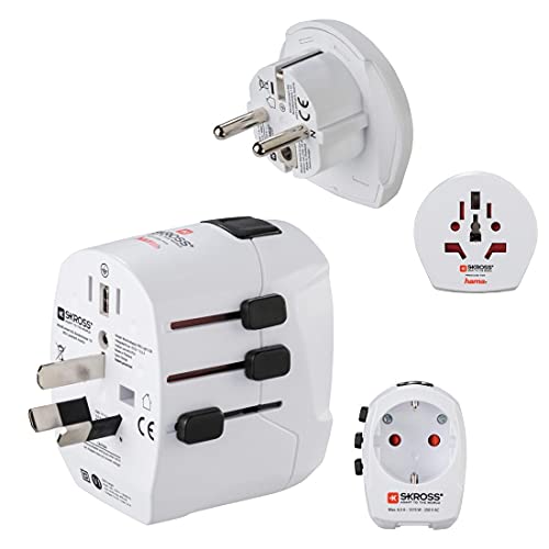 Hama World Travel Pro Light USB World Universal Universal Negro, Color blanco adaptador de enchufe eléctrico - Adaptador para enchufe