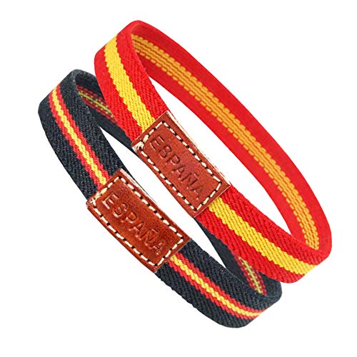 HAND-PRO Pulsera españa Mujer Tela Pulsera españa Cuero Pulsera Elastica españa Pulsera Bandera españa Pulsera Mujer Tela