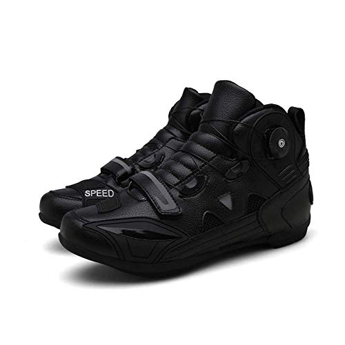 HaoLin Botas Antideslizantes De Ajuste Rápido para Motocicleta Equipo De Protección para Motocicleta Ciclismo Ciclismo Ciclismo Chopper Touring Zapatos De Tobillo + Plantillas,Black-41