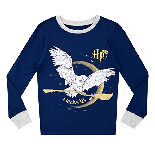 HARRY POTTER Pijamas de Manga Larga para niñas Hedwig Ajuste Ceñido Azul 8-9 Años