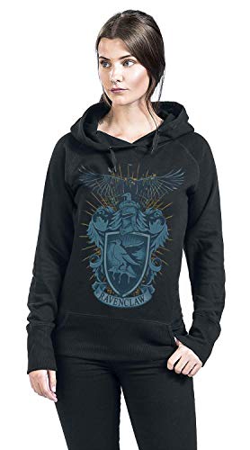 HARRY POTTER Ravenclaw Mujer Sudadera con Capucha Negro L, 70% algodón, 30% poliéster, Regular