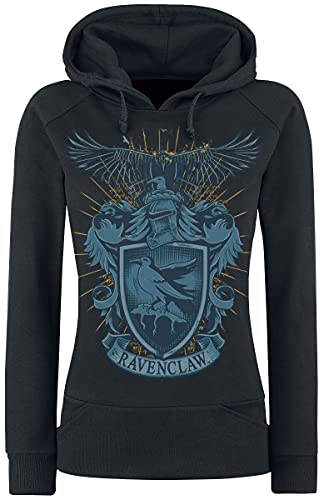 HARRY POTTER Ravenclaw Mujer Sudadera con Capucha Negro L, 70% algodón, 30% poliéster, Regular