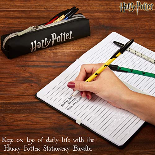 Harry Potter Set Papeleria, Material Escolar para Niñas y Niños, Incluye Estuche Escolar Cuaderno A5 y Set de 6 Boligrafos, Regalos Originales Para Niños Adolescentes