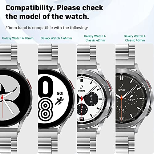 HATALKIN Correa Galaxy Watch 4 40 mm / 44 mm Classic 42 mm / 46 mm Galvanoplastia Metal Acero Inoxidable 20 mm Compatible con Reloj Samsung Galaxy Watch 4 40mm / 44mm and Classic 42mm / 46mm (Plata)