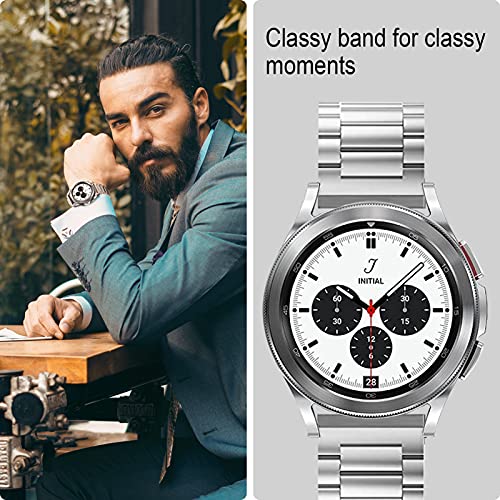 HATALKIN Correa Galaxy Watch 4 40 mm / 44 mm Classic 42 mm / 46 mm Galvanoplastia Metal Acero Inoxidable 20 mm Compatible con Reloj Samsung Galaxy Watch 4 40mm / 44mm and Classic 42mm / 46mm (Plata)