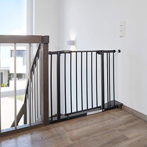 Hauck Barrera de Seguridad de Niños para Puertas y Escaleras Close N Stop Safety incl. Extension 9 cm, Sin Agujeros, 84 - 89 cm, Metal, Negro