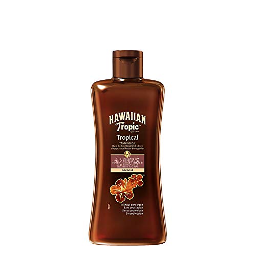 Hawaiian Tropic Aceite Solar SPF 0 - Aceite Bronceador Solar Sin Protección, acelerador del bronceado Fragancia Tropical - 200 ml