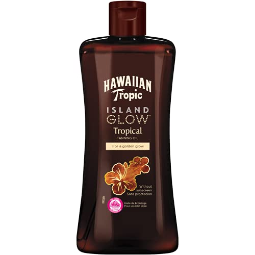 Hawaiian Tropic Island Glow Tropical Tanning Oil – Sin protección para bronceado dorado