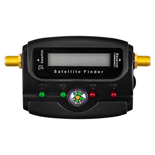 HB DIGITAL SATFINDER con pantalla LCD brújula y sonido + cable de conexión F + instrucciones en alemán + conexiones chapadas en oro para ajustar su antena satelital con horizontal vertical y 22kHz