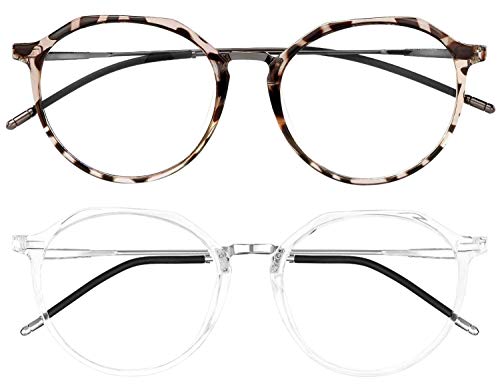 HBselect Gafas Luz Azul Gafas Ordenador Ojos Protección Contra La Luz Azul Ligera Montura Tr90 Gafas Con Filtro Azul Gafas Para Ordenador Tablets Móvil Televisión (Leopard + Blanco Transparente)